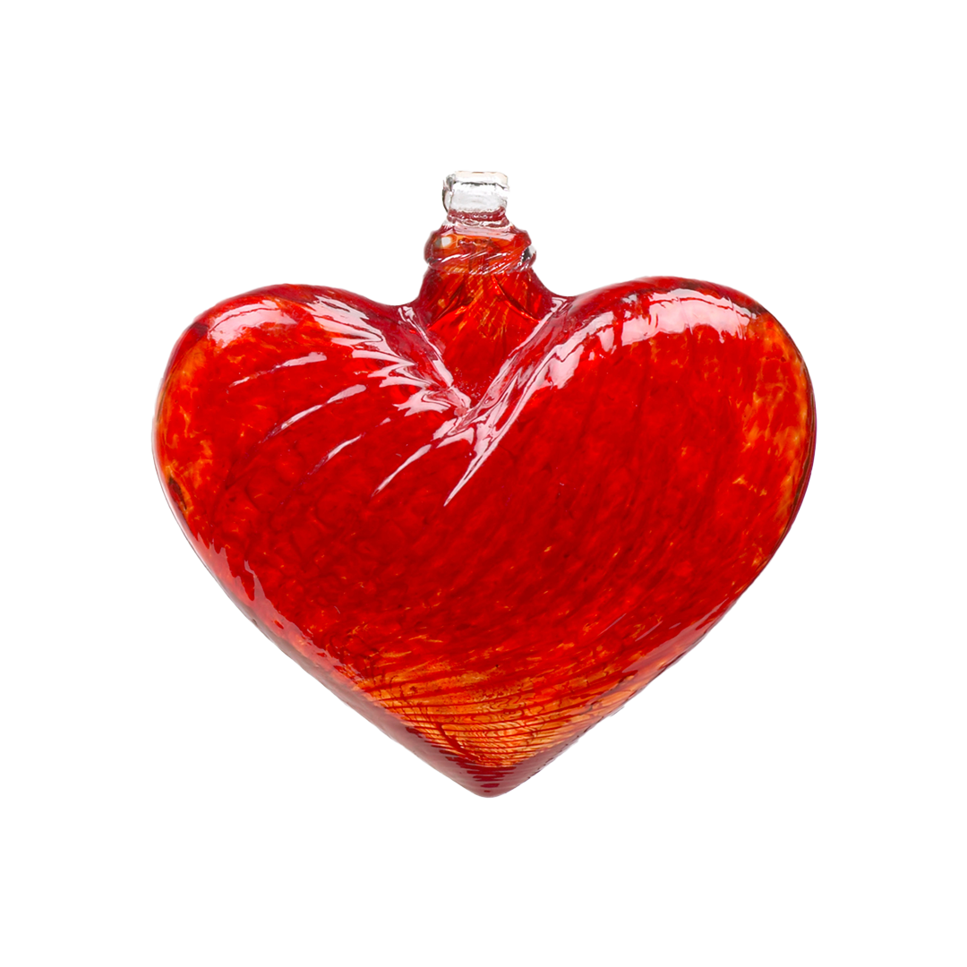 Kitras Art Glass Kitras 3-Inch Heart Shaped Glass Ornament, Red