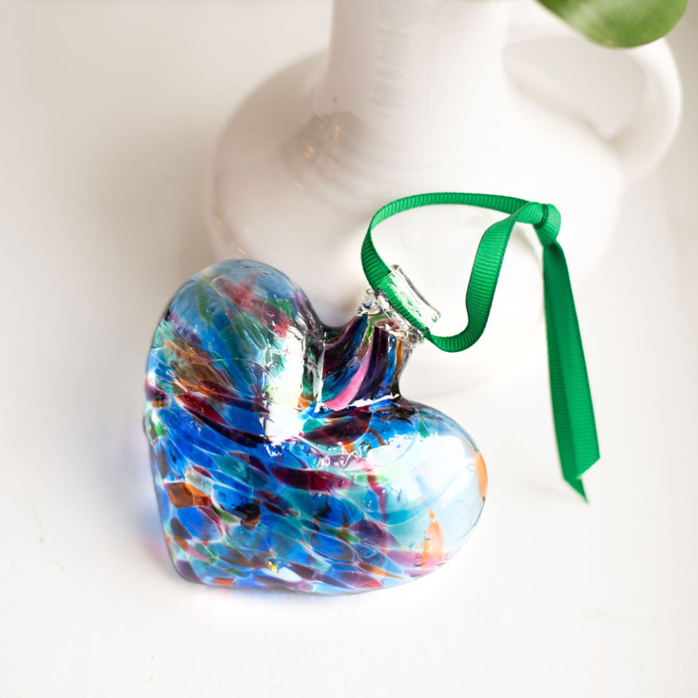 Kitras Art Glass Kitras 3-Inch Heart Shaped Glass Ornament, Pink